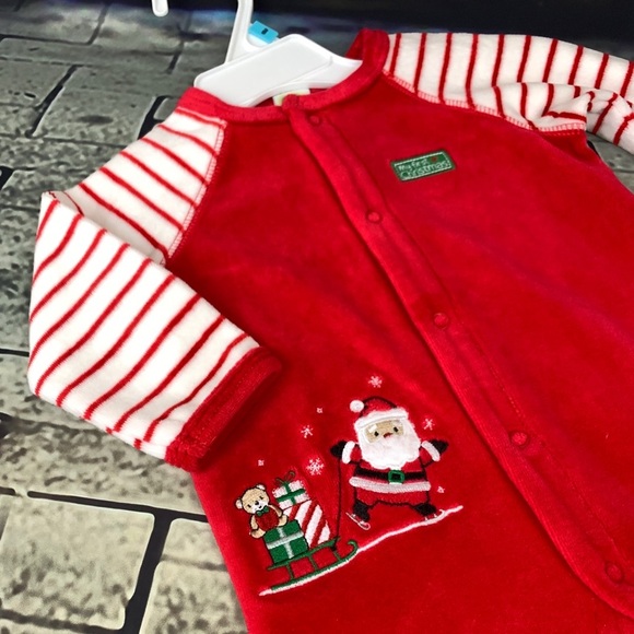 Little Me 1st Christmas Footed Velour One Piece - Picture 8 of 8